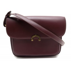 NEUF SAC A MAIN MUST DE CARTIER 23CM BANDOULIERE CUIR BORDEAUX LEATHER BAG 1440€