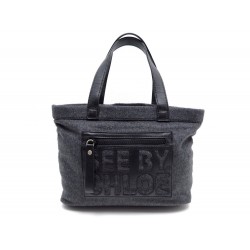 NEUF SAC A MAIN SEE BY CHLOE CABAS TISSU GRIS & CUIR NOIR HAND BAG PURSE 225€