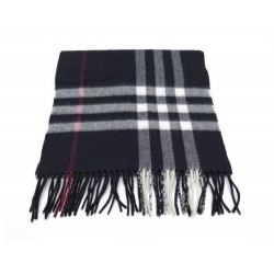 NEUF ECHARPE BURBERRY MOTIF CHECK TARTAN BLEU EN CACHEMIRE BLEU SCARF BLUE 395€