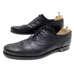 CHAUSSURES LOUIS VUITTON 10.5 44.5 RICHELIEU BOUT FLEURI EN CUIR NOIR SHOES 650€