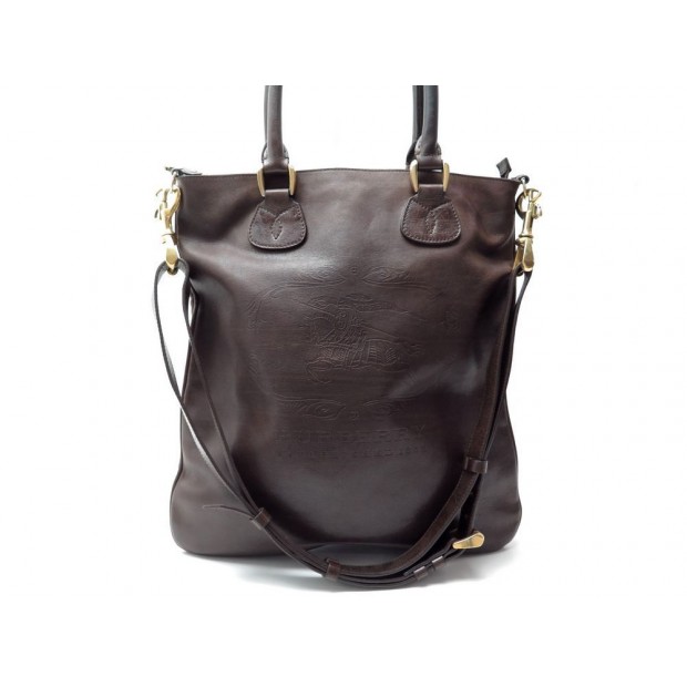  : SAC DE VOYAGE A MAIN BURBERRY WEEKEND CUIR MARRON 