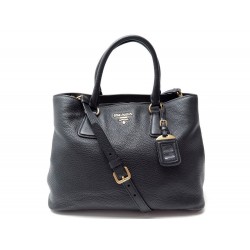  : SAC A MAIN PRADA CUIR GRAINE BLEU 