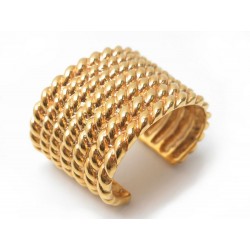 VINTAGE BRACELET CELINE MANCHETTE TRESSEE TORSADEE T 15 EN METAL DORE 490€