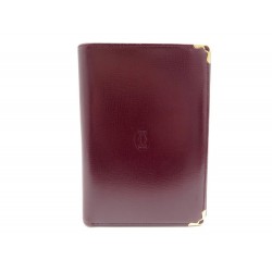 NEUF PORTEFEUILLE MUST DE CARTIER EN CUIR GRAINE BORDEAUX WALLET BILLFOLD 520€