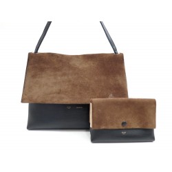 SAC A MAIN CELINE ALL SOFT 172183 DAIM MARRON CUIR NOIR + POCHETTE HANDBAG 2300€