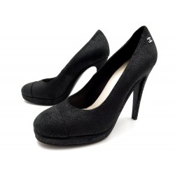 CHAUSSURES CHANEL ESCARPINS G30388 37.5 EN CUIR NOIR LEATHER COURT SHOES 605€