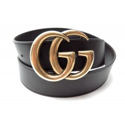 NEUF CEINTURE GUCCI DOUBLE G DORE 397660 T95 CUIR MARRON BROWN BELT LEATHER 350€