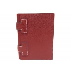 NEUF CAHIER HERMES DOUBLE H COUVERTURE EN CUIR EPSOM ROUGE SIENNE BLOC NOTE BOOK