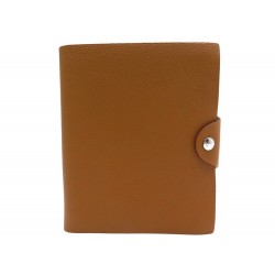 NEUF COUVERTURE HERMES ULYSSE PM EN CUIR TOGO GOLD MARRON DIARY HOLDER 189€