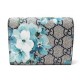 NEUF PORTEFEUILLE GUCCI MONOGRAMME GG BLOOMS 410088 EN TOILE BLEUE WALLET 270€