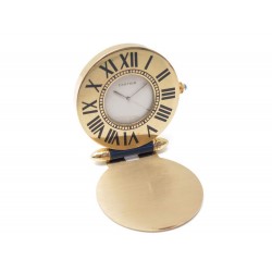 VINTAGE MONTRE CARTIER PENDULETTE DE VOYAGE VENDOME REVEIL QUARTZ ACIER 600€