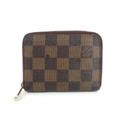 PORTE MONNAIE LOUIS VUITTON ZIPPY TOILE DAMIER EBENE + FACTURE 