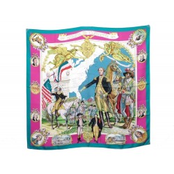 NEUF FOULARD HERMES MARQUIS DE LAFAYETTE KERMIT OLIVER CARRE EN SOIE SILK SCARF