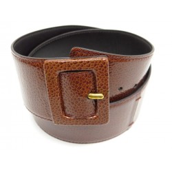 NEUF CEINTURE YVES SAINT LAURENT 197174 T 75 A 82 CUIR VERNI MARRON BELT 345€