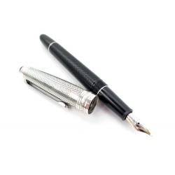 STYLO PLUME MONTBLANC MEISTERSTUCK SOLITAIRE DOUE ARGENT GRAIN D ORGE