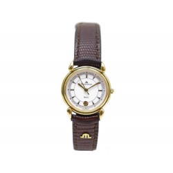 MONTRE MAURICE LACROIX 72963 25 MM QUARTZ METAL DORE & CUIR LEZARD WATCH 595€