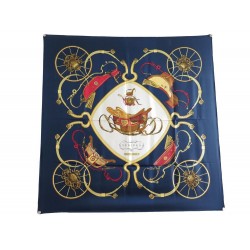 NEUF FOULARD HERMES SPRINGS EN SOIE BLEUE CARRE 90 CM SILK SCARF BLUE 350€