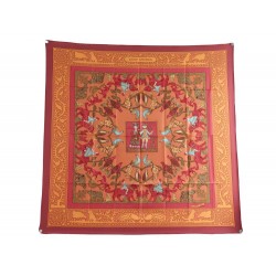 NEUF FOULARD HERMES EARLY AMERICA EN SOIE ROUGE CARRE 90 CM SILK SCARF RED 350€