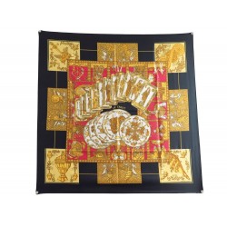 NEUF FOULARD HERMES LE TAROT EN SOIE NOIRE CARRE 90 CM BLACK SILK SCARF 350€