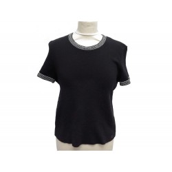 HAUT CHANEL TAILLE 36 S SANS MANCHE EN COTON NOIR LOGO CC BLACK TSHIRT TOP 1500€