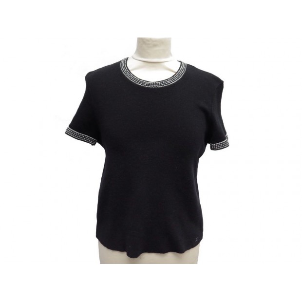 HAUT CHANEL TAILLE 36 S SANS MANCHE EN COTON NOIR LOGO CC BLACK TSHIRT TOP 1500€