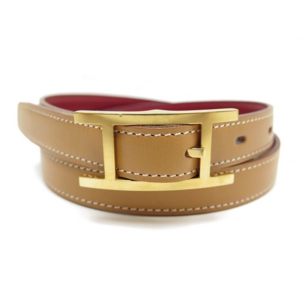 NEUF CEINTURE HERMES HAPI EN CUIR GOLD T70 CAMEL LEATHER BELT GOLDEN BUCKLE 585€