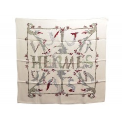 FOULARD HERMES ALPHABET 3 ANNIE FAIVRE CARRE 65 CM CACHEMIRE ET SOIE 