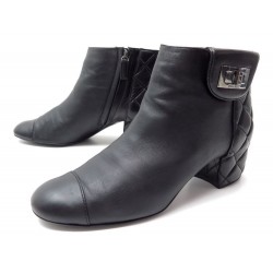 BOTTINES CHANEL FERMOIR MADEMOISELLE CUIR MATELASSE 