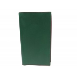 VINTAGE PORTE AGENDA HERMES SIMPLE GM EN CUIR VERT & BORDEAUX DIARY HOLDER 292€