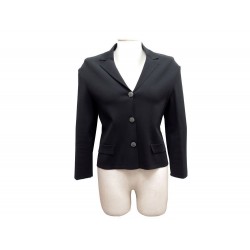 NEUF VESTE CHANEL 3 BOUTONS LOGO CC T 38 S EN VISCOSE NOIRE BLACK JACKET 4200€