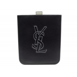 NEUF ETUI YVES SAINT LAURENT HOUSSE IPAD TABLETTE PC LOGO YSL EN CUIR NOIR 255€