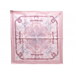 NEUF FOULARD HERMES EPERON D'OR HENRI DORIGNY GAVROCHE 45CM SOIE ROSE SCARF 165€