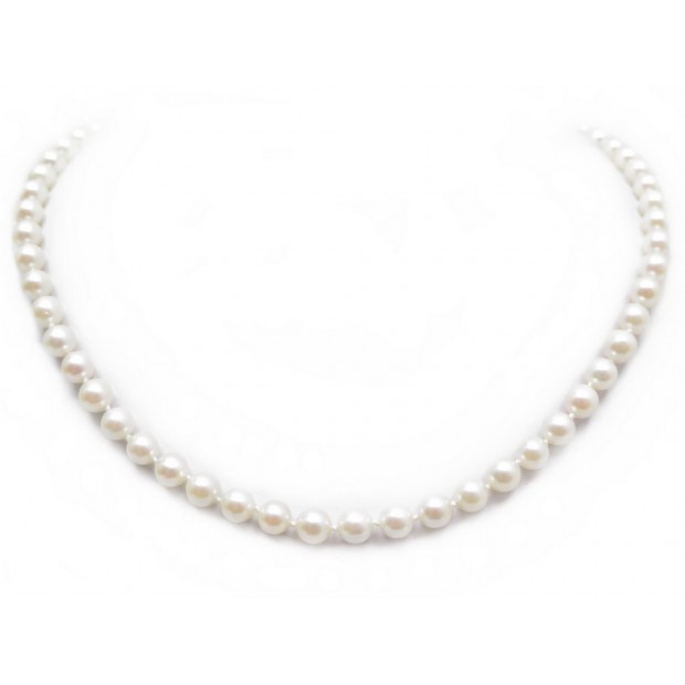 COLLIER DE PERLES BLANCHES & OR JAUNE 18K 44 CM NECLACE WHITE PEARLS & GOLD