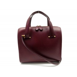 VINTAGE SAC A MAIN MUST DE CARTIER BESACE 30CM BANDOULIERE CUIR BORDEAUX 1440€