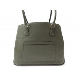 SAC A MAIN HERMES MODELE LA EN CUIR TAURILLON CLEMENCE VERT OLIVE HAND BAG PURSE