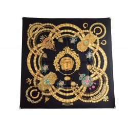 NEUF FOULARD HERMES KOSMIMA EN SOIE NOIRE CARRE 90 CM BLACK SILK SCARF 350€