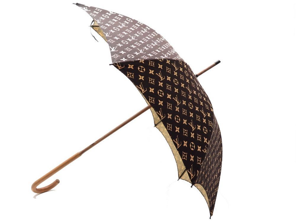 LOUIS VUITTON Monogram Parasol Parapluie Umbrella Black 25114