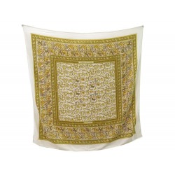 NEUF CHALE HERMES CHASSE EN INDE EN CACHEMIRE ET SOIE BEIGE CARRE SHAWL 925€