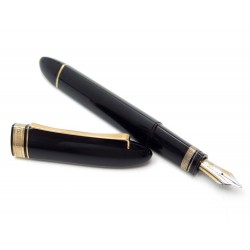 VINTAGE STYLO PLUME OMAS 360 OR JAUNE BLANC 18K EN RESINE NOIRE FOUNTAIN PEN