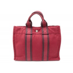 SAC A MAIN HERMES TOTO PM CABAS EN COTON ROUGE RED COTTON CANVAS HAND BAG 800€