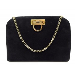 SAC A MAIN SALVATORE FERRAGAMO EN VEAU VELOURS NOIR BANDOULIERE HAND BAG 1000€