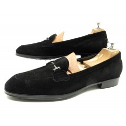 NEUF CHAUSSURES TOD'S MOCASSINS 42 FR DAIM NOIR FEMME DEER LOAFERS SHOES 490€