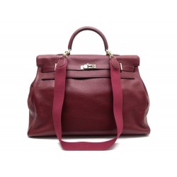 NEUF SAC A MAIN HERMES KELLY VOYAGE 50 CM EN CUIR TOGO ROUGE BANDOULIERE BAG