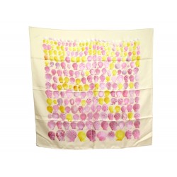 NEUF FOULARD HERMES COQUILLES DELPIRE EN SOIE JAUNE CARRE 90 CM SILK SCARF 350€