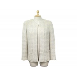 VESTE CHANEL P12789 TAILLE 38 M COTON TWEED BEIGE TAILLEUR JACKET COTTON 4200€