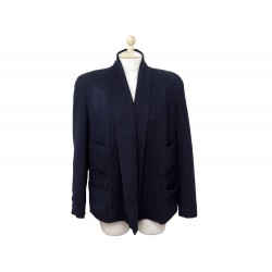 VESTE CHANEL TAILLE 38 M EN COTON & SOIE BLEUE TAILLEUR JACKET BLUE SILK 4200€