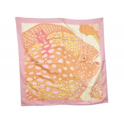 FOULARD HERMES GRANDS FONDS DETAIL ANNIE FAIVRE EN SOIE ROSE SILK SCARF 350€