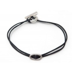 BRACELET HERMES SKIPPER ARGENT ET CORDON 