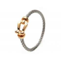 NEUF BRACELET FRED FORCE 10 MANILLE OR JAUNE 18K & CABLE ACIER 17 CM GOLD 1870€