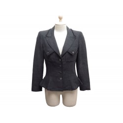 VESTE CHANEL P28170 TAILLE 36 S DE TAILLEUR SOIE NOIRE MANTEAU SILK JACKET 4200€